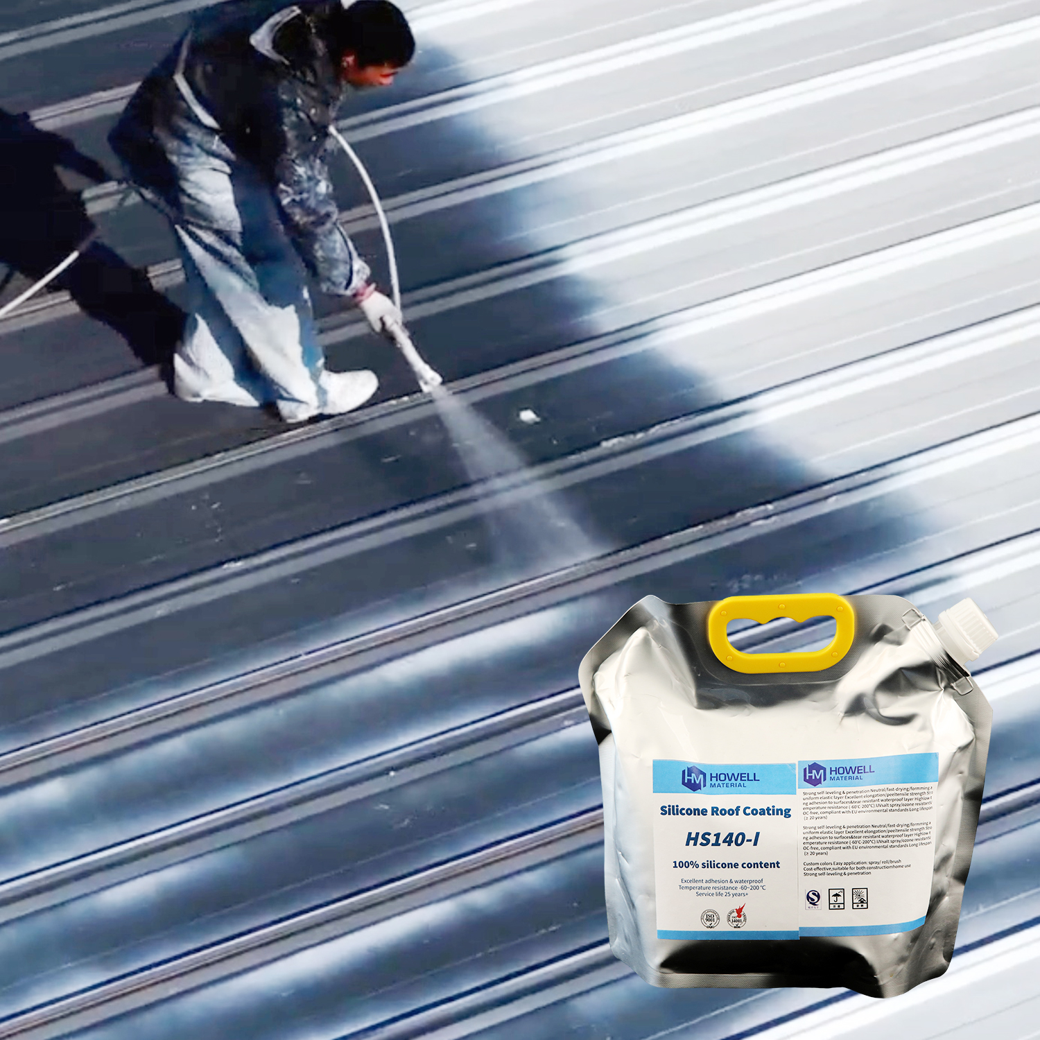 HS140-I — Ultimate 100% Silicone Roof Coating: Waterproof, Durable, Eco-Friendly Protection Against Ponding Water Damage