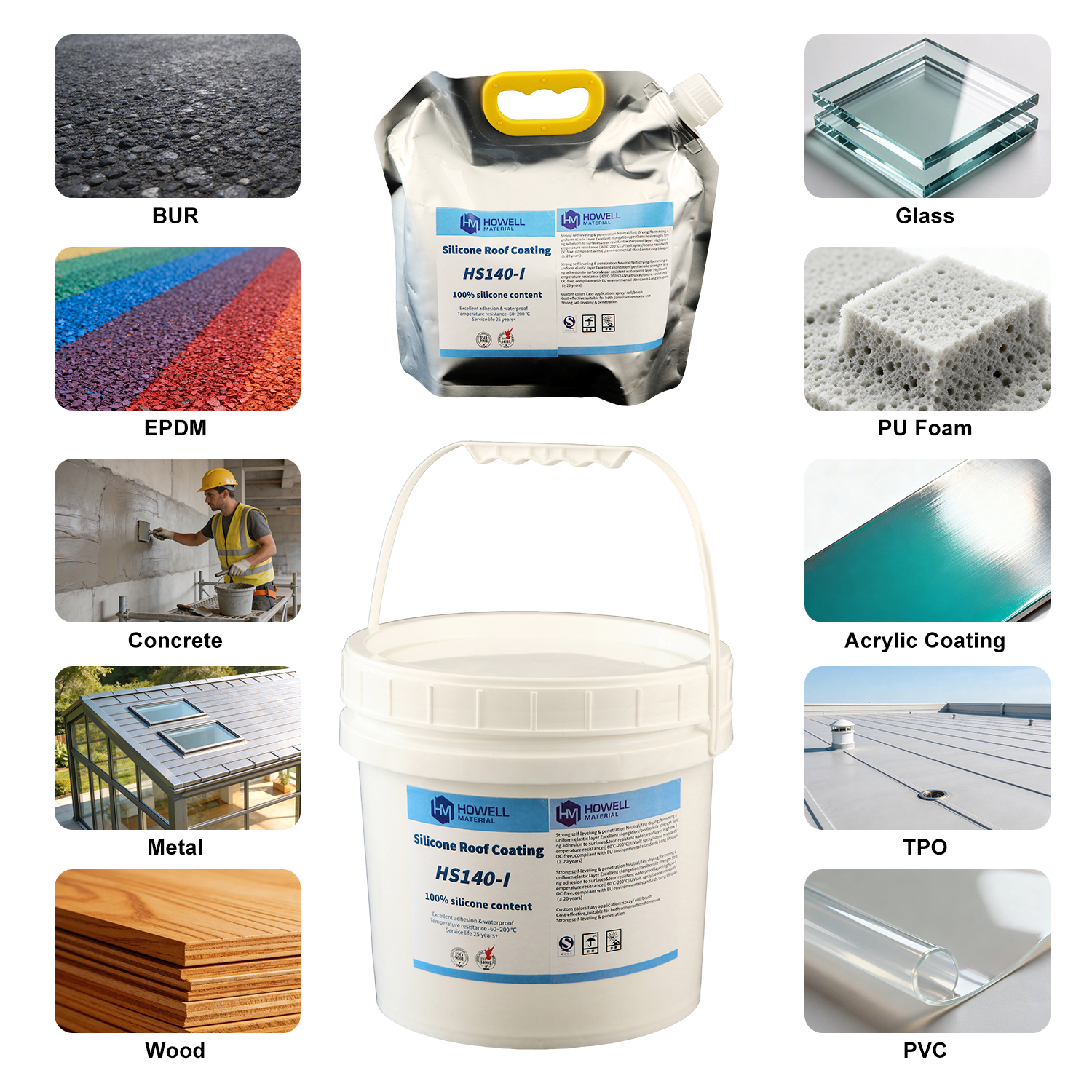 HS140-I — Ultimate 100% Silicone Roof Coating: Waterproof, Durable, Eco-Friendly Protection Against Ponding Water Damage