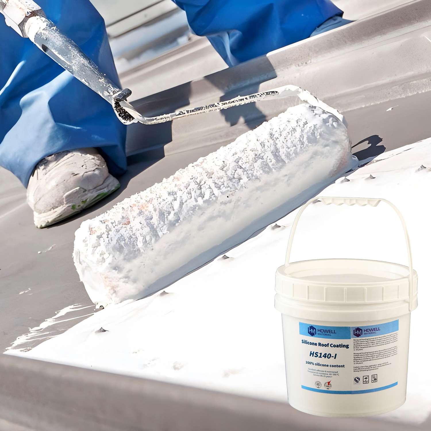HS140-I — Ultimate 100% Silicone Roof Coating: Waterproof, Durable, Eco-Friendly Protection Against Ponding Water Damage
